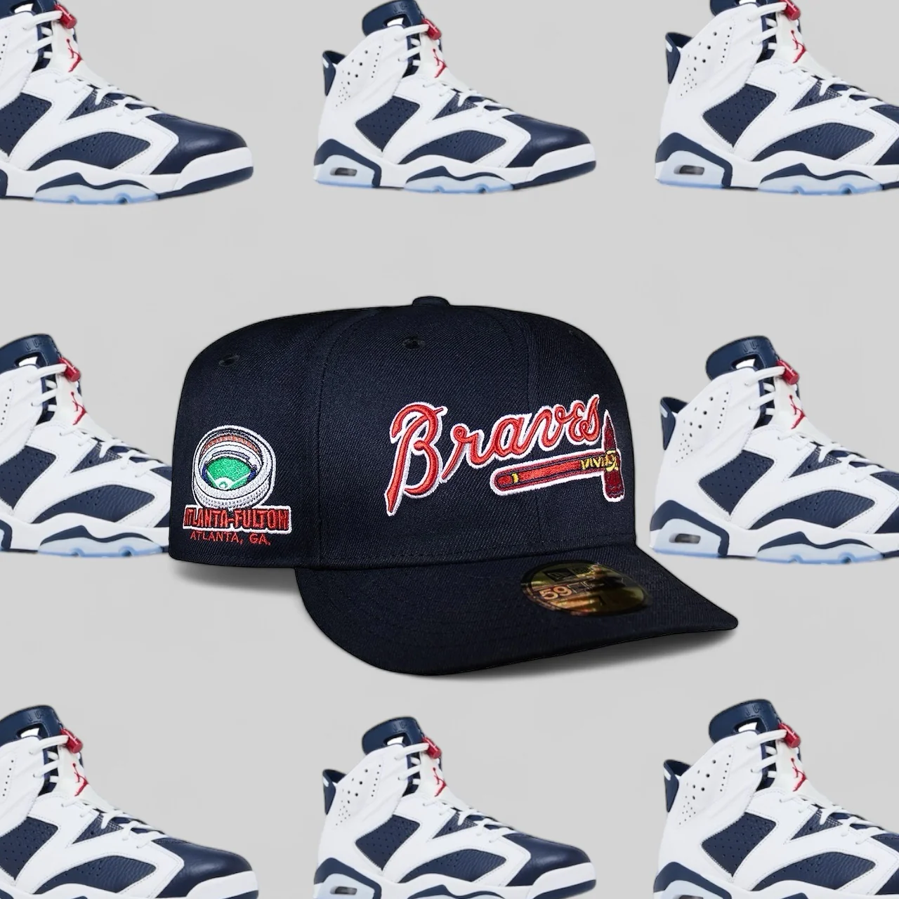 Atlanta Braves All Navy Script Fulton Stadium - Image 2