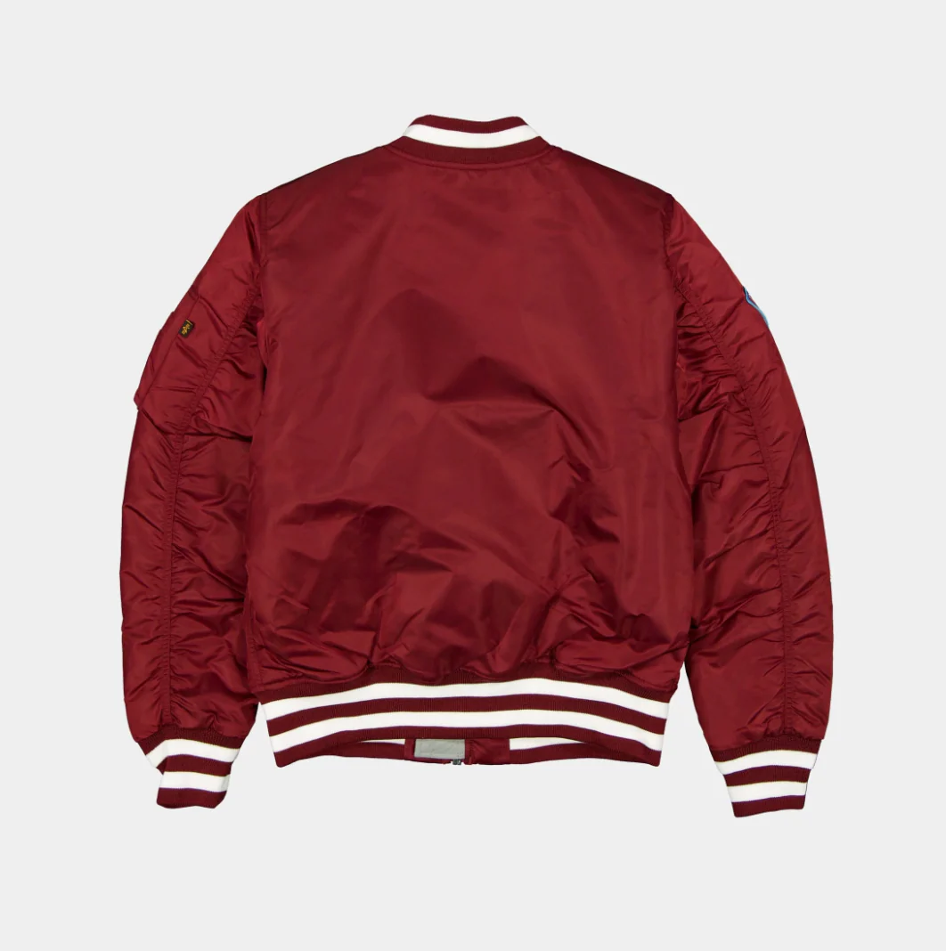 Philadelphia Phillies Burgundy Satin Bomber Jacket New Era X Alpha Industries 2025 - Image 2