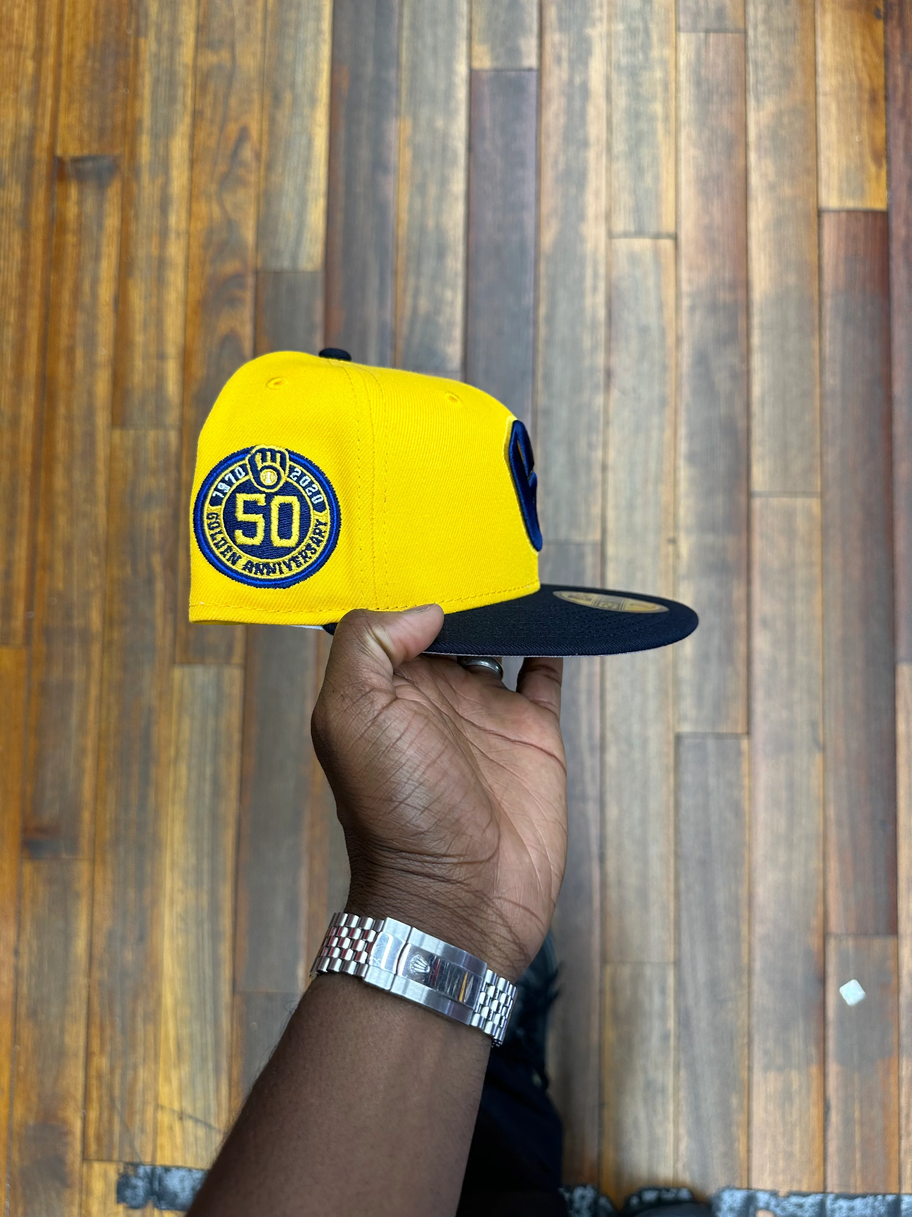 Milwaukee Brewers A-Gold Yellow & Navy Grey UV 50Th - Image 5